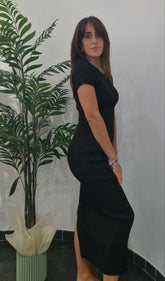 Completo a costine con maglia e gonna con spacco