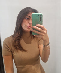 Vestito in maglina a costine con mezzo collo