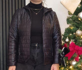 Giubbotto 100g nero con cintura e cappuccio