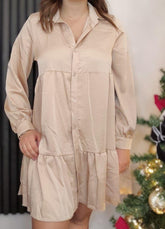 Vestito simil seta con bottoni