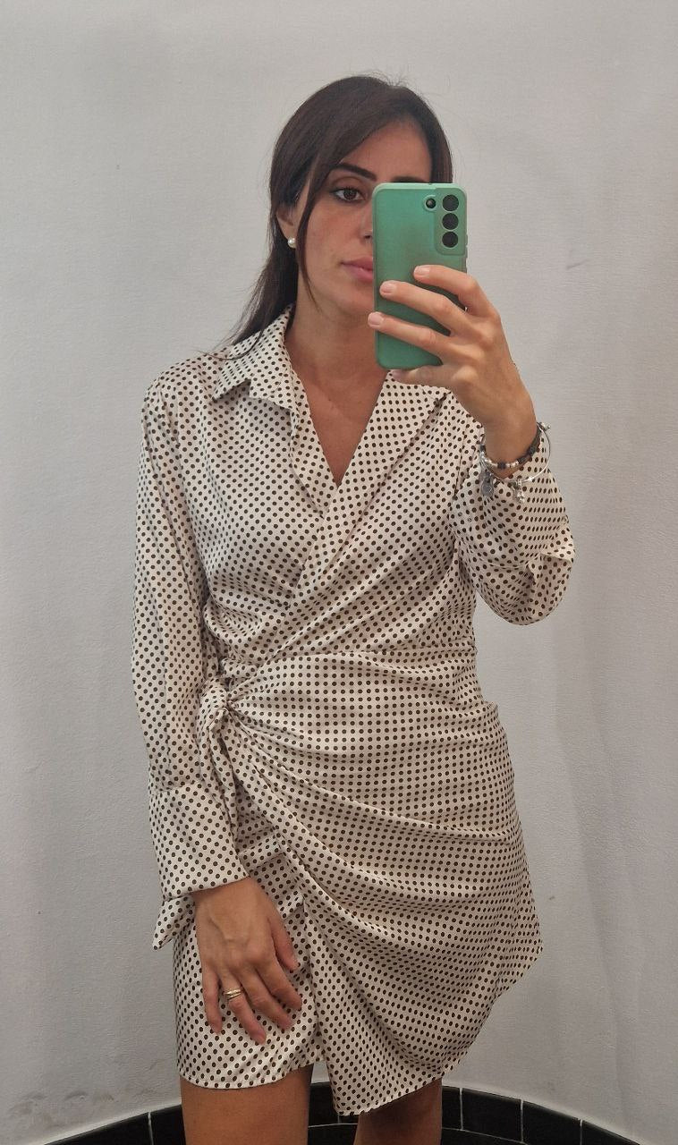 Vestito a portafoglio con pois