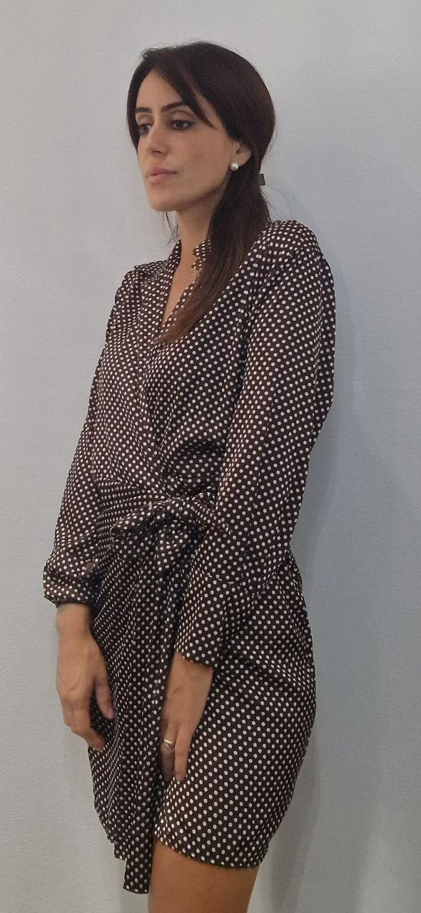 Vestito a portafoglio con pois